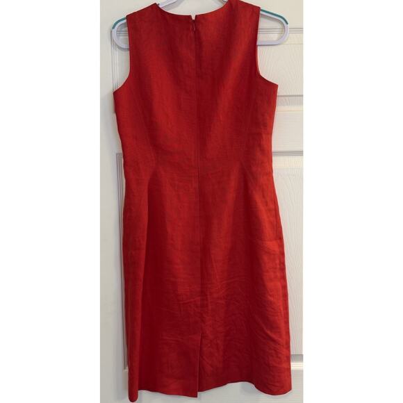 Talbots Dress Sz 8 Dark Coral 100% Irish Linen Sleeveless Closet Staple Spring - Picture 8 of 14